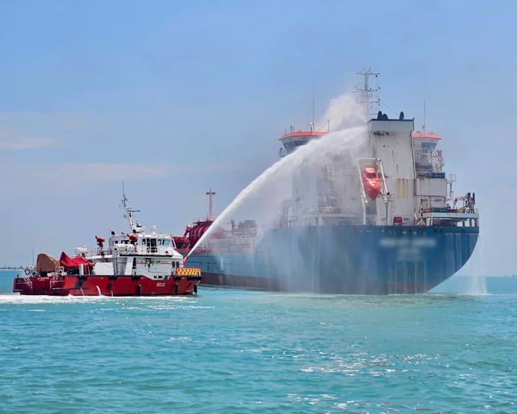 Fire breaks out on ship in East Johor Straits; all crew members safe