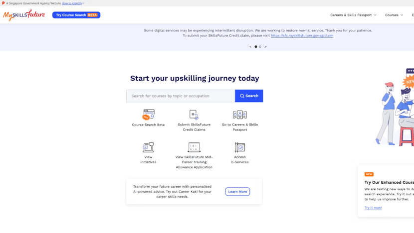 Portal SkillsFuture alami gangguan sedang kredit S$500 bakal tamat tempoh