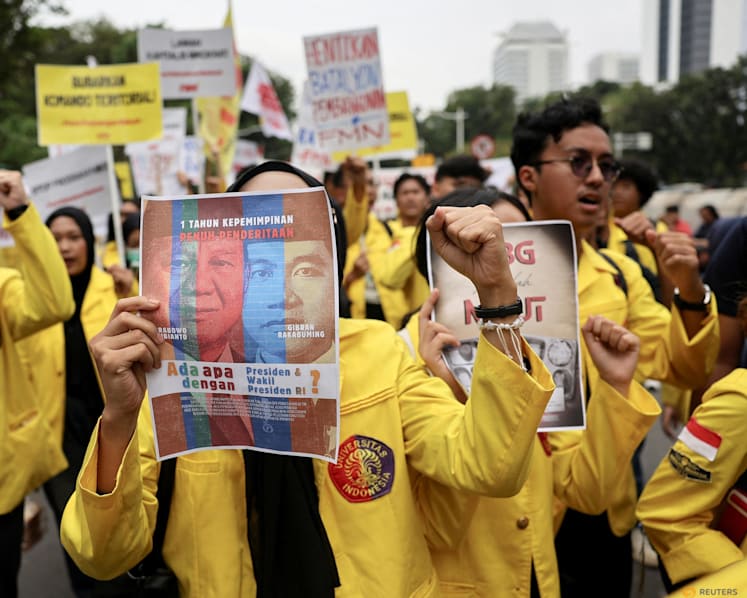 Indonesian students stage protest as Prabowo marks a year in office