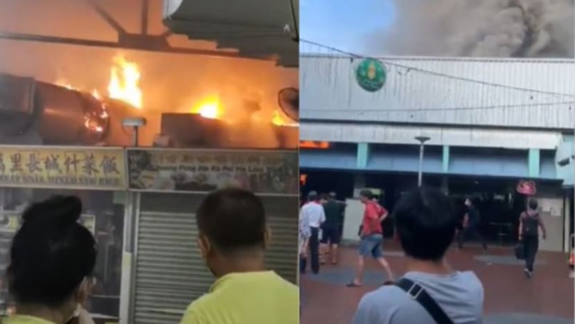 Person taken to hospital with burn injuries after fire breaks out at Marsiling hawker centre