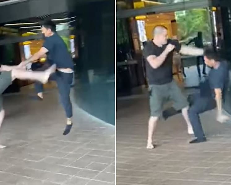 Two men caught on video fighting outside Great World arrested for affray