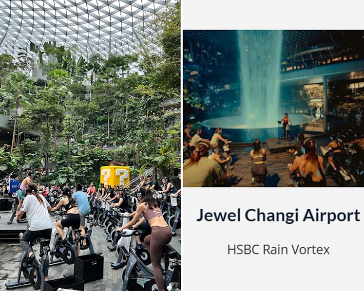 #trending: Public spin class at Jewel Changi Airport an ‘eyesore’? Netizens raise noise, safety complaints