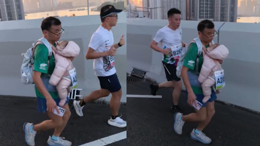 Hong Kong marathon runner carrying baby during race is disqualified 