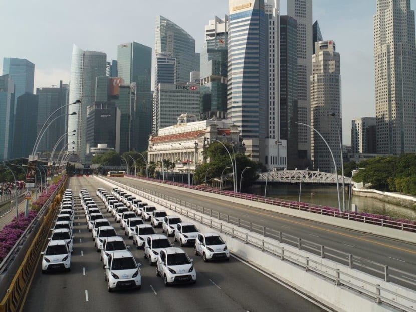 BlueSG, the company behind the initiative, will launch the service with 80 electric cars and 120 charging points at 30 locations across the island. Photo: BlueSG