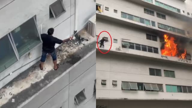 加基武吉工业区火患 修车行老板危站墙沿救火
