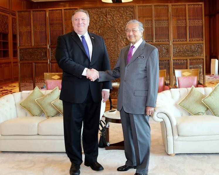 US secretary of state Pompeo calls on Malaysia PM Mahathir 