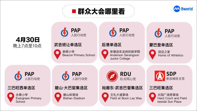 【GE2025】明天共有三个政党举行七场群众大会