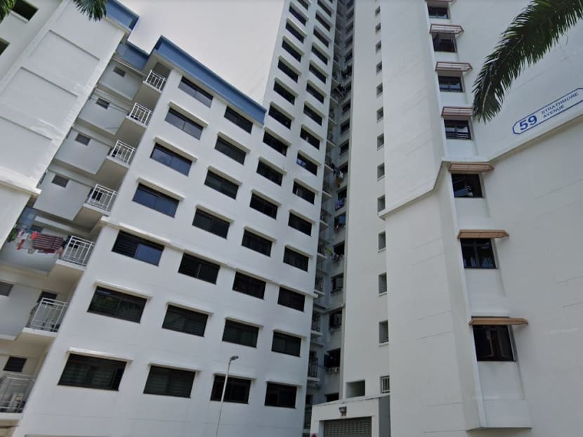 In a news release, the police said they responded to calls for assistance at about 6.20pm on Monday at Blk 59 Strathmore Avenue. In a news release, the police said they responded to calls for assistance at about 6.20pm on Monday at Blk 59 Strathmore Avenue.