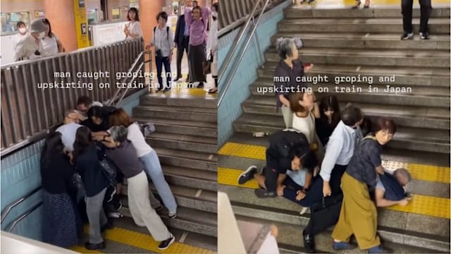 日本男子涉猥亵还偷拍裙底 众人在地铁站合力擒色狼