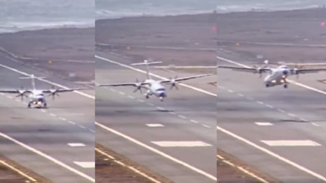 西班牙客机不敌狂风  降落时四度弹跳抛回空中