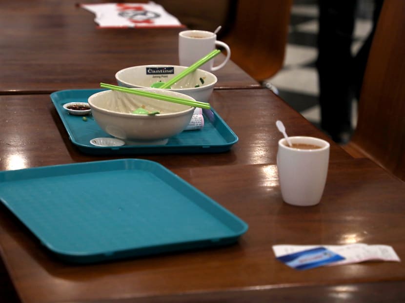Strict enforcement of rules requiring diners to return trays and dishes at coffee shops and food courts kicked in on Jan 1, 2022. Strict enforcement of rules requiring diners to return trays and dishes at coffee shops and food courts kicked in on Jan 1, 2022.