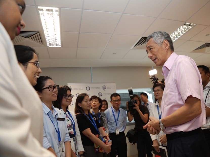 Prime Minister Lee Hsien Loong visited frontline staff at the National Centre for Infectious Diseases.
