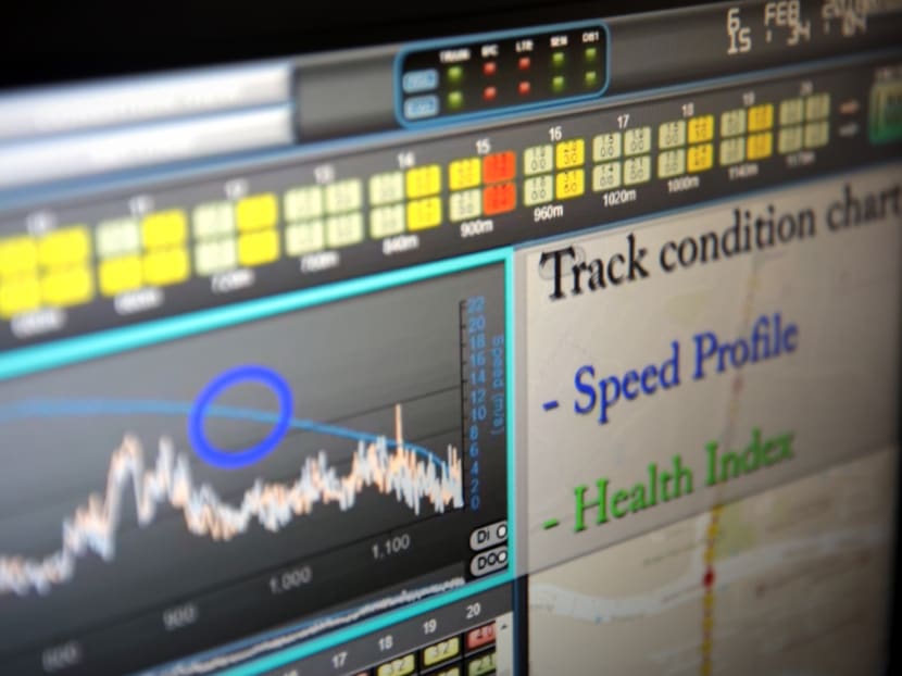 A screen showing the interface of the Train and Track Condition Monitoring System seen during the SMRT technology media brief on March 16, 2018. Photo: Jason Quah/TODAY