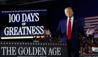 Trump touts economy at Michigan 100-day rally, as Americans grow wary