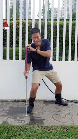 How this young 'neighbourhood celebrity' in Marine Parade is turning power washing into street art