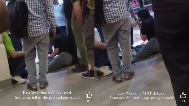 脚卡武吉士地铁站缝隙 女子送院治疗