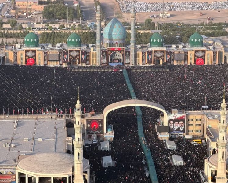 Qatar blames Iran for striking tanker in strait as huge crowds mourn Khamenei