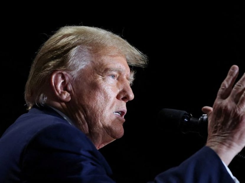 Republican presidential candidate and former US President Donald Trump speaks on stage during a campaign rally in Richmond, Virginia, US on March 2, 2024. 