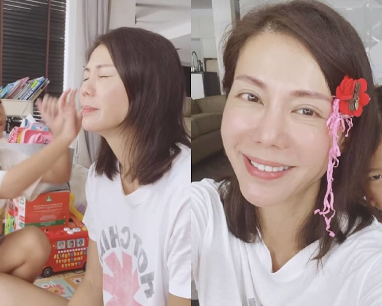 'Wow, she looks gorgeous babe': Constance Song’s video of her 6-year-old daughter putting on 'make-up' for her is so adorable