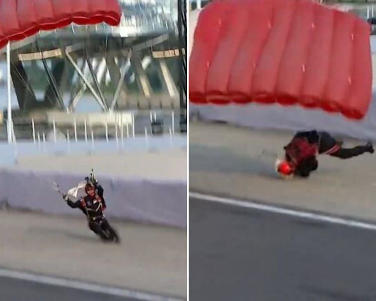 Red Lion parachutist stretchered off during National Day Parade after incident at landing