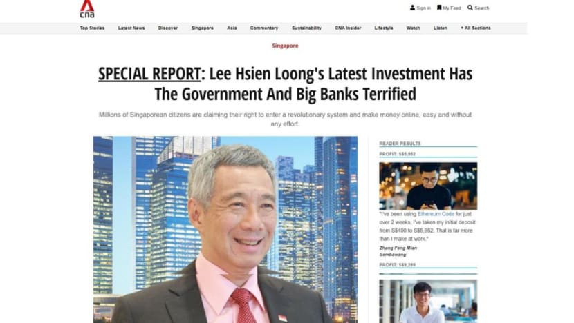 Jangan terpedaya dengan rencana online ini; PM Lee tidak sokong pelaburan mata wang kripto Jangan terpedaya dengan rencana online ini; PM Lee tidak sokong pelaburan mata wang kripto