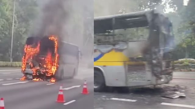 又有交通工具起火 武吉知马快速公路巴士被烧毁