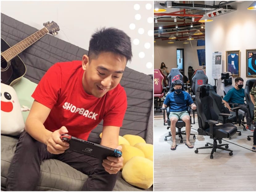 A ShopBack employee getting some play time (left) and the showroom of Secretlab. The two companies are named by LinkedIn as startups to watch. A ShopBack employee getting some play time (left) and the showroom of Secretlab. The two companies are named by LinkedIn as startups to watch.