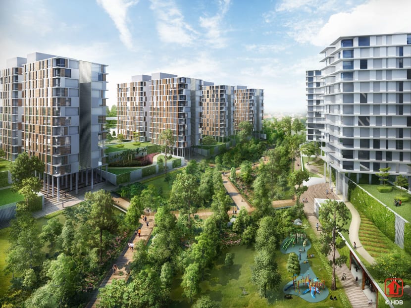 Artist's impression of a green finger that will extend outwards from Bidadari Park to connect to the rest of public spaces within Bidadari. Source: HDB