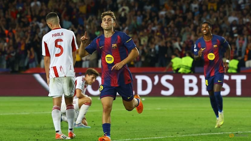 Fermin hat-trick inspires Barcelona to 6-1 rout of Olympiacos