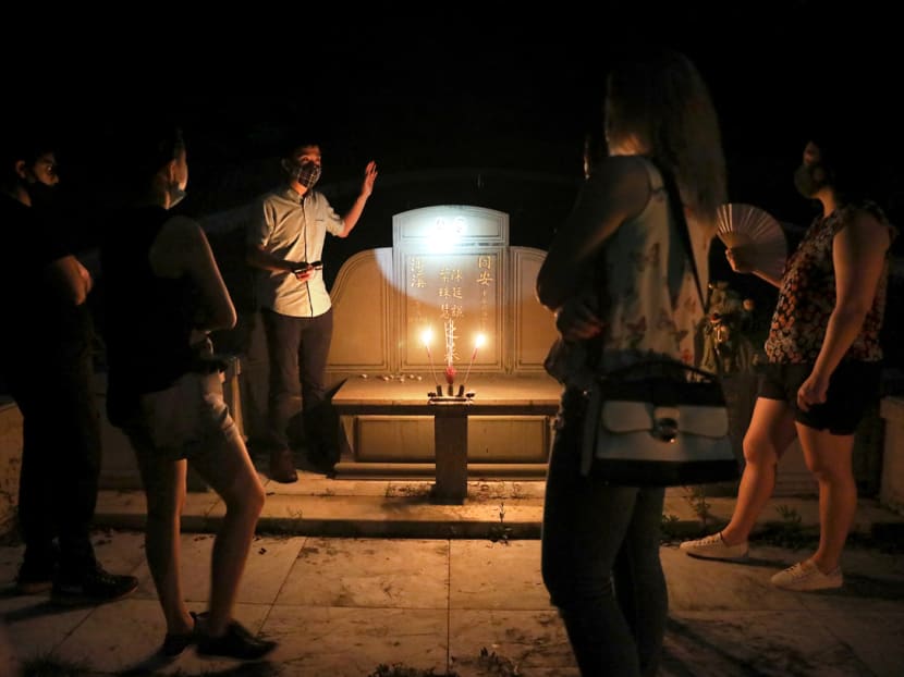 Participants at Bukit Brown Cemetery during the “Creepy Tales of Singapore Tour”.