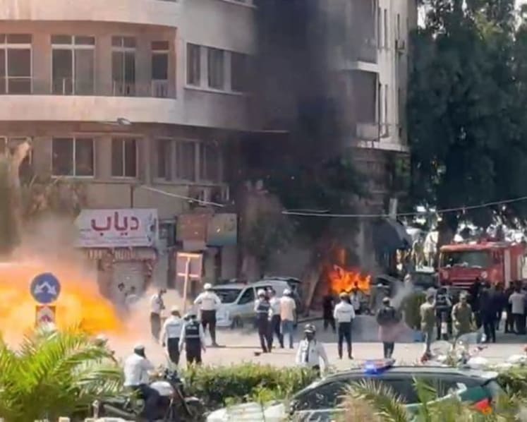 Blasts strike near hotel housing Macron during visit to Syria