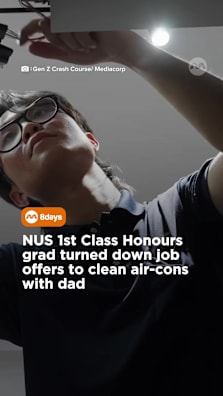 The NUS first-class honours grad made the decision after he saw his dad struggle alone in the business during the Covid pandemic #8dayssg #8dayssgtrending #nus #airconcleaning #sgfyp 