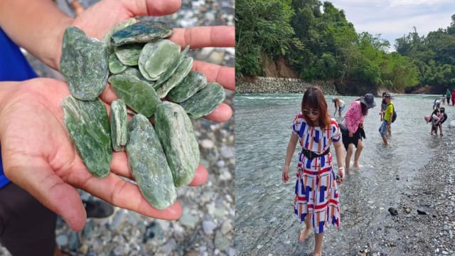 台风“海葵”离境后 花莲溪边出现大量台湾玉