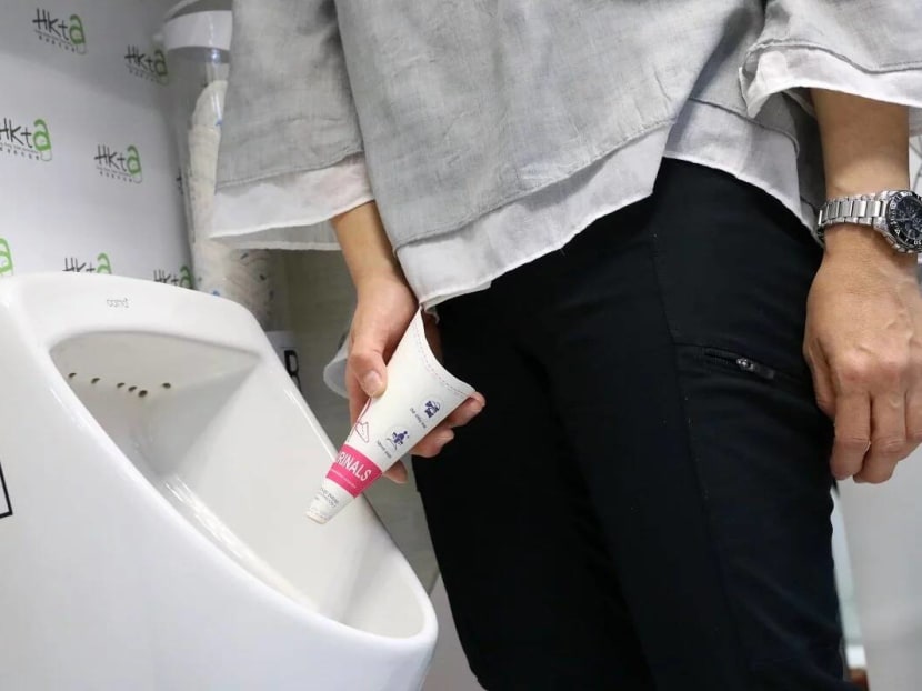 A user shows the female urinal.