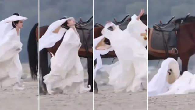 拍戏帽纱被踩扯倒摔地，孟子义发声报平安！