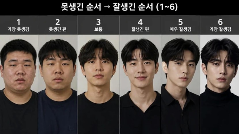 Chart ranking ugly to attractive