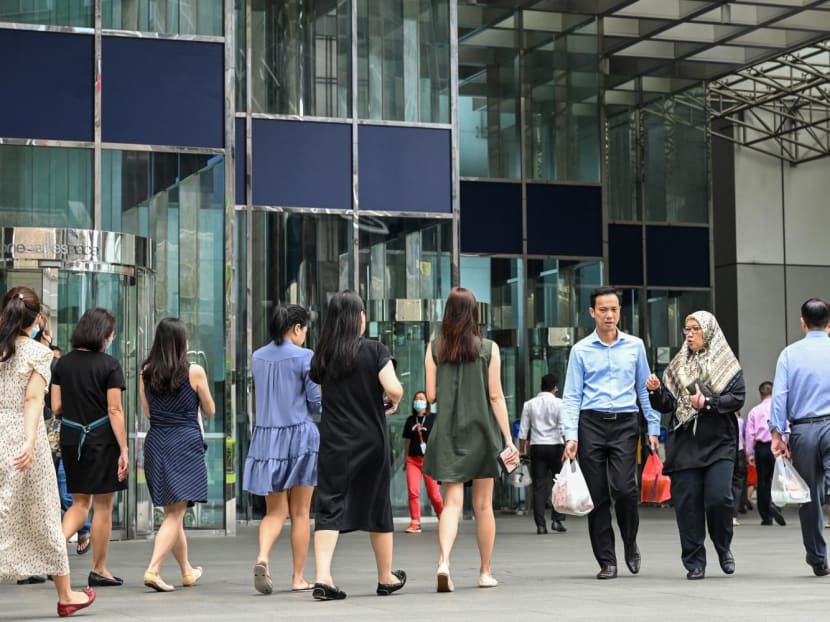 A scene at Singapore's financial district during lunchtime. 