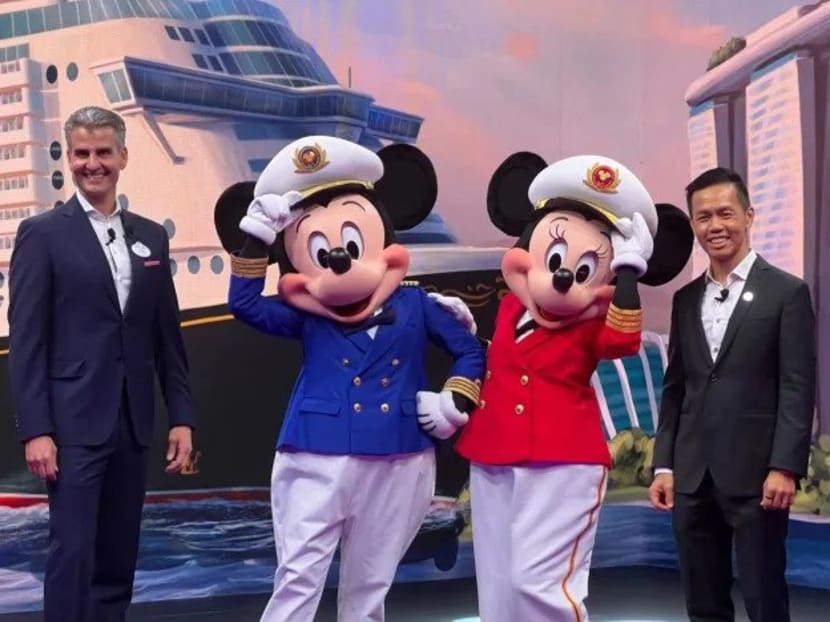 Mr Josh D'Amaro (left), chairman of experiences and products for Disney Parks and Mr Keith Tan, Singapore Tourism Board CEO, at the announcement of Disney Cruise Line's decision to make Singapore the home port of an as-yet unnamed cruise ship on March 29. Mr Josh D'Amaro (left), chairman of experiences and products for Disney Parks and Mr Keith Tan, Singapore Tourism Board CEO, at the announcement of Disney Cruise Line's decision to make Singapore the home port of an as-yet unnamed cruise ship on March 29.