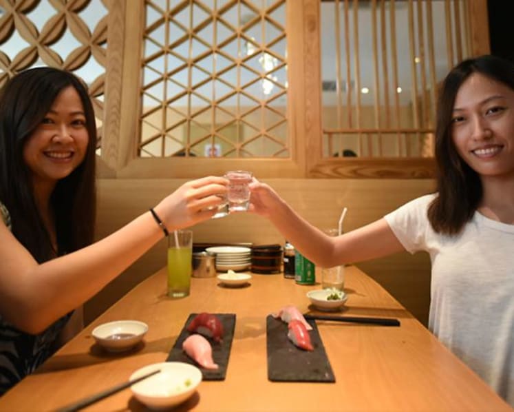 Checking out a sushi and sake pairing – and an ice kacang 'rainbow' cocktail