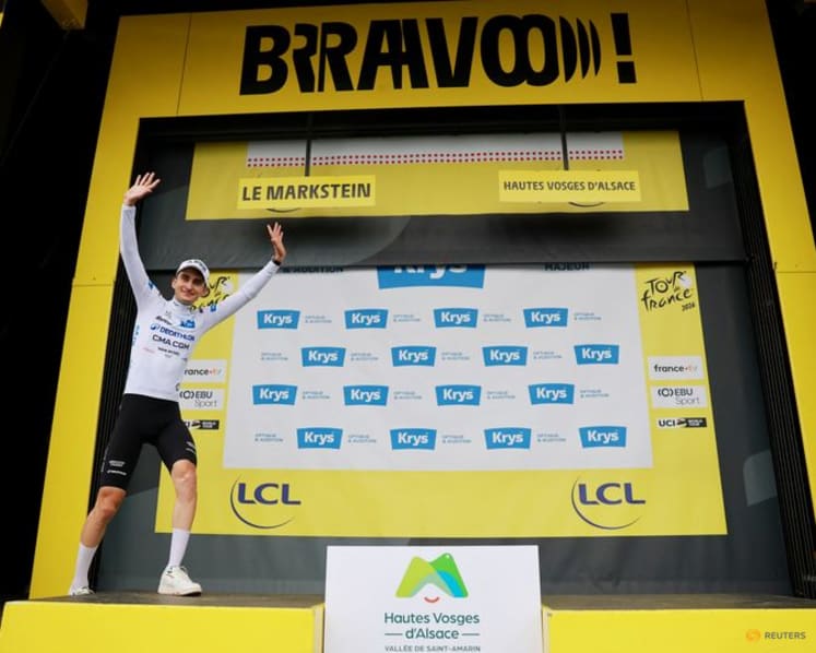 French teenager Seixas grabs white jersey as Tour podium dream gathers pace