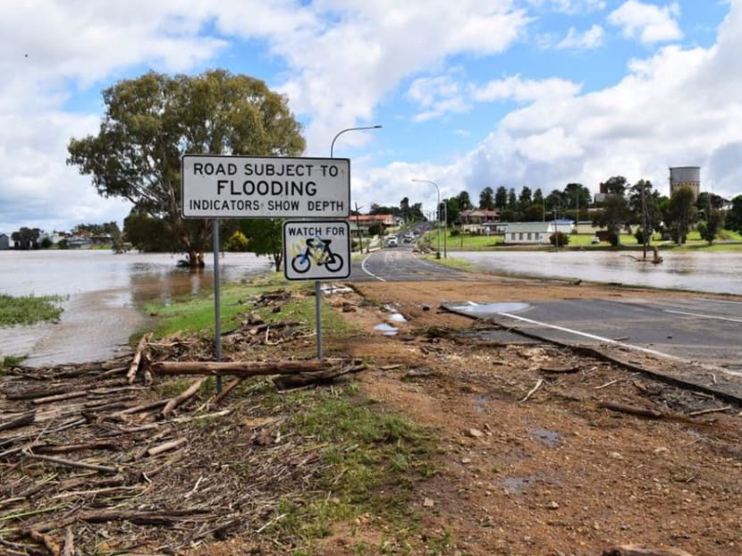 A damaged road is seen following flooding in the town of Canowindra, in the Central West region of New South Wales, Australia on Nov 15, 2022. 