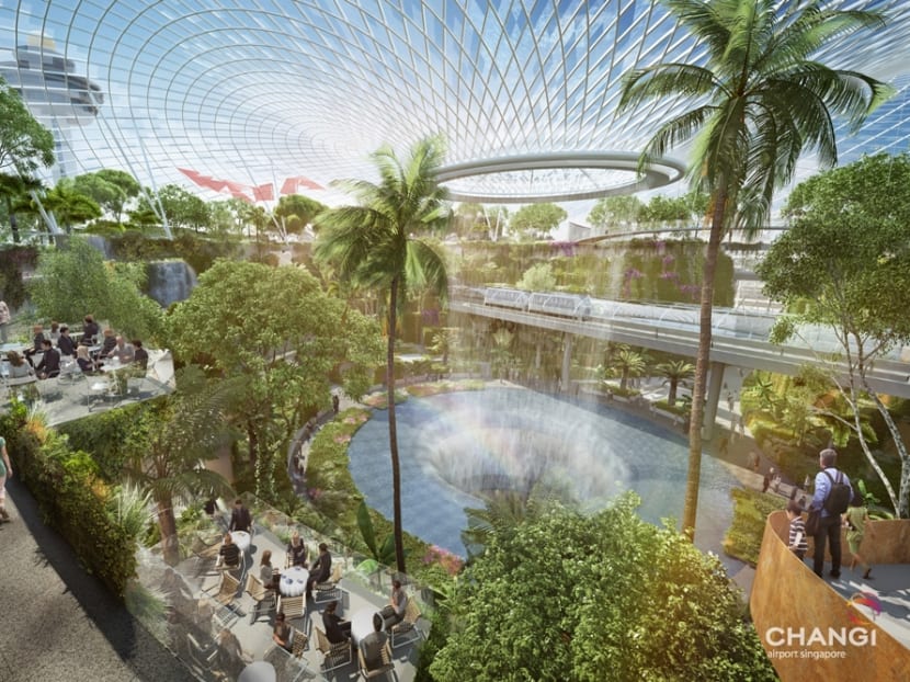 Project Jewel — the plan to transform a car park into an architecturally iconic global attraction — is an example of the continuous effort to build up Singapore’s soft assets. Photo: Changi Airport Group