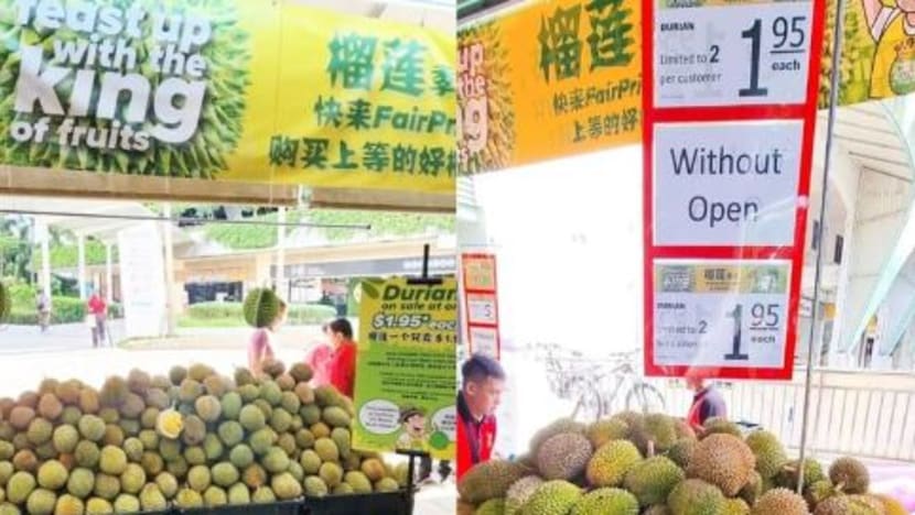2 cawangan FairPrice di Bedok North & Hougang tawar durian pada harga semurah S$1.95