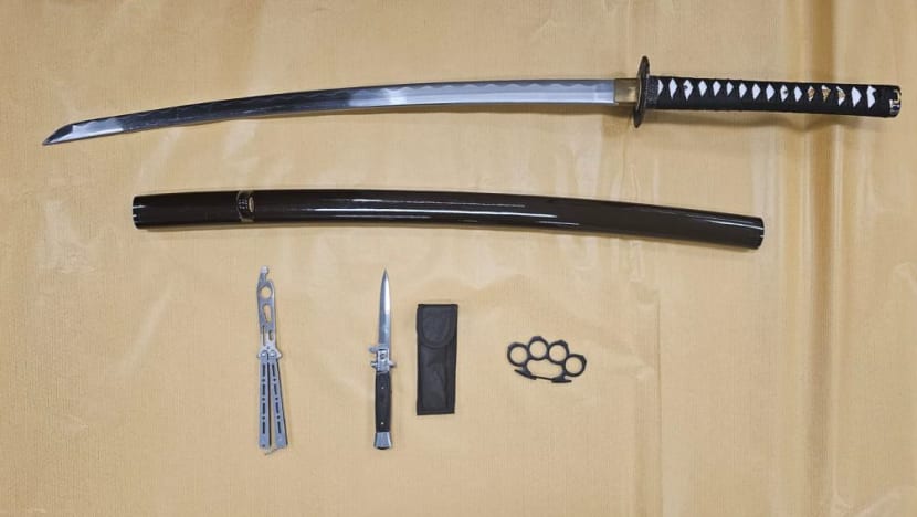 Weapons seized from man seen using samurai sword in video
