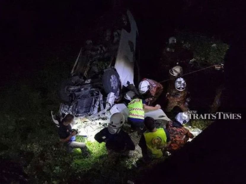 A photo showing the aftermath of the fatal accident that killed a 62-year-old Singaporean woman.