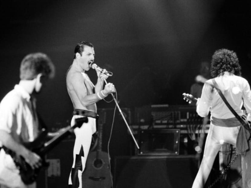 Freddie Mercury (centre) onstage with Queen. Photo: AFP/Getty
