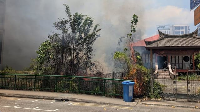 芽笼寺庙草丛起火一人送院 议员蔡引舟出手助灭火