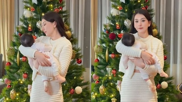 方媛手抱三女儿模样曝光！头发浓密超可爱