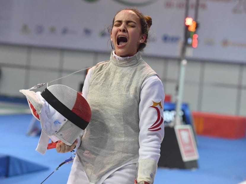 Amita Berthier in action at the World Cadet & Junior Fencing Championships. Photo: International Fencing Federation Facebook Page