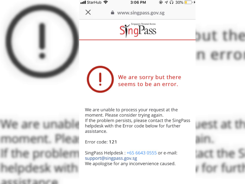 SingPass Mobile users were greeted with an error message on Oct 22, 2018, after they entered their existing SingPass username and password, as well as a one-time password.